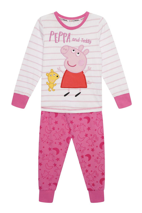 Peppa Pig Girls Full Length Pink Pyjamas - Brand Threads