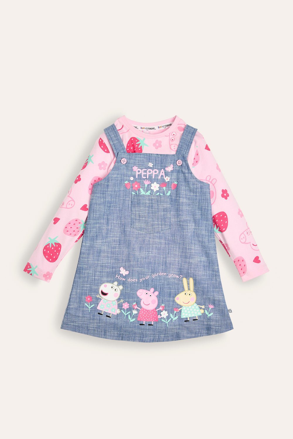 Peppa Pig Girls Pinafore Dress Set - Brand Threads