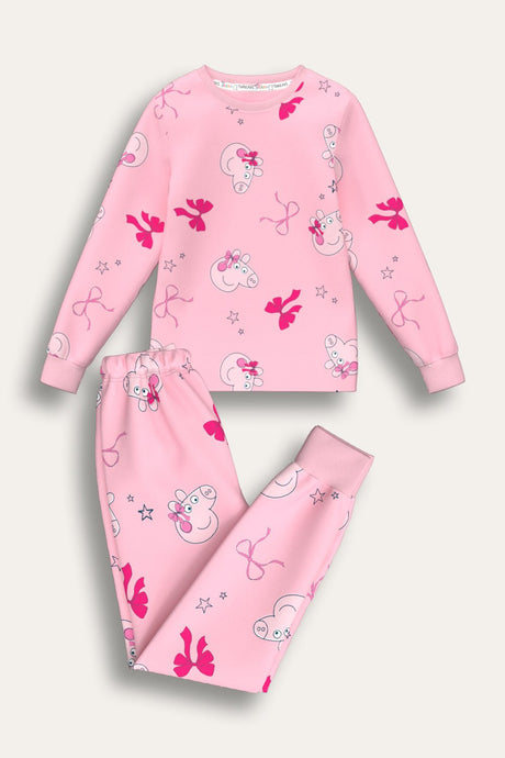 Peppa Pig Girls Pink Fleece Twosie Pyjama Set - Brand Threads