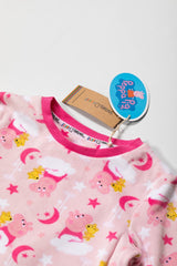 Peppa Pig Girls Pink Printed Fleece Pyjamas - Brand Threads