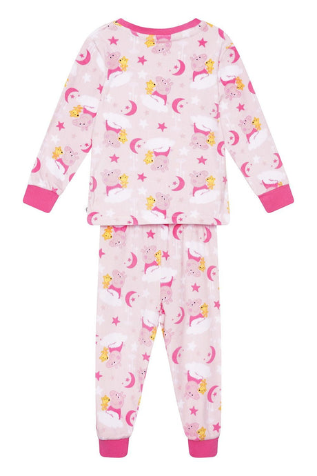 Peppa Pig Girls Pink Printed Fleece Pyjamas - Brand Threads