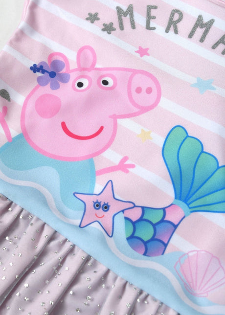 Peppa Pig Mermaid Girls One - Piece Swimsuit - Ruffle Swimwear - Brand Threads