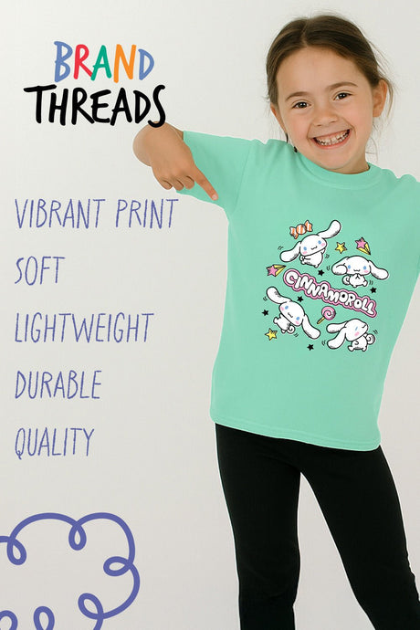 Sanrio Cinnamoroll Girls Mint T-Shirt Short Sleeve Cotton Tee - Brand Threads
