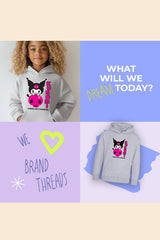 Sanrio Kuromi Kids’ Hoodie – Sport Grey Cotton Hooded Sweatshirt - Brand Threads