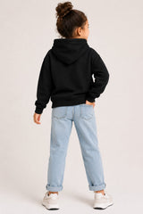 Smiley Girls Black Hooded Sweatshirt with Smiley Print - Brand Threads