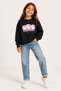 Smiley Girls Black Sweatshirt with Smiley Face Print - Brand Threads