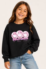 Smiley Girls Black Sweatshirt with Smiley Face Print - Brand Threads