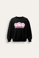 Smiley Girls Black Sweatshirt with Smiley Face Print - Brand Threads