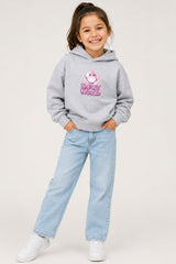 Smiley Girls Grey Marl Hooded Sweatshirt with Smiley Print - Brand Threads