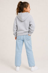 Smiley Girls Grey Marl Hooded Sweatshirt with Smiley Print - Brand Threads