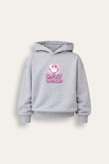 Smiley Girls Grey Marl Hooded Sweatshirt with Smiley Print - Brand Threads
