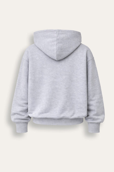 Smiley Girls Grey Marl Hooded Sweatshirt with Smiley Print - Brand Threads