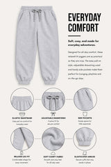 Smiley Girls Grey Marl Joggers with Smiley Face Tracksuit Bottoms - Brand Threads
