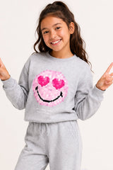 Smiley Girls Grey Marl Sweatshirt and Jogger Set Loungewear - Brand Threads