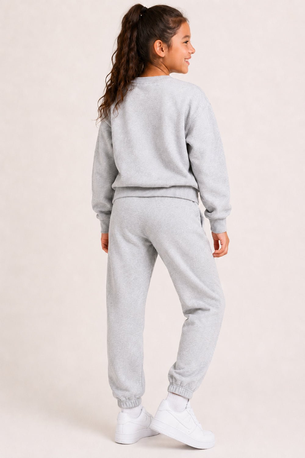 Smiley Girls Grey Marl Sweatshirt and Jogger Set Loungewear - Brand Threads