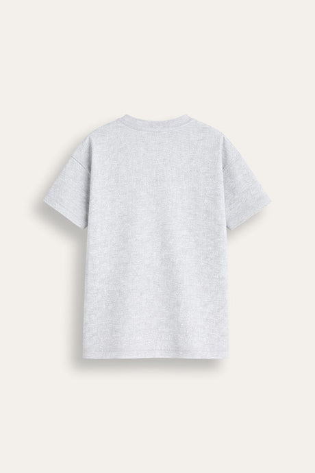 Smiley Girls Grey Marl T-Shirt with Iconic Smiley Face Print - Brand Threads