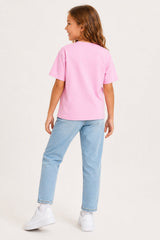 Smiley Girls Pink T-Shirt with Iconic Smiley Face Print - Brand Threads
