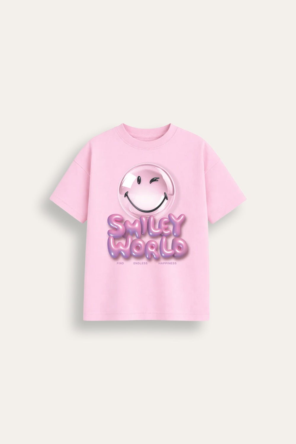 Smiley Girls Pink T-Shirt with Iconic Smiley Face Print - Brand Threads