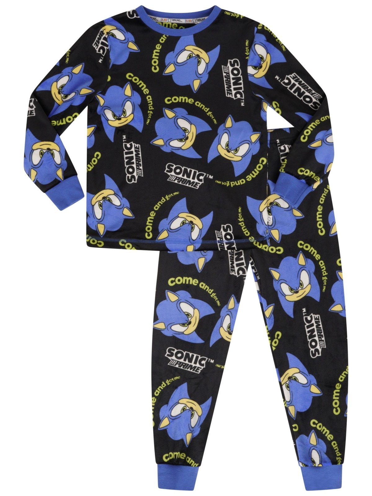 Sonic Prime Boys Black All Over Print Pyjama Set - Brand Threads