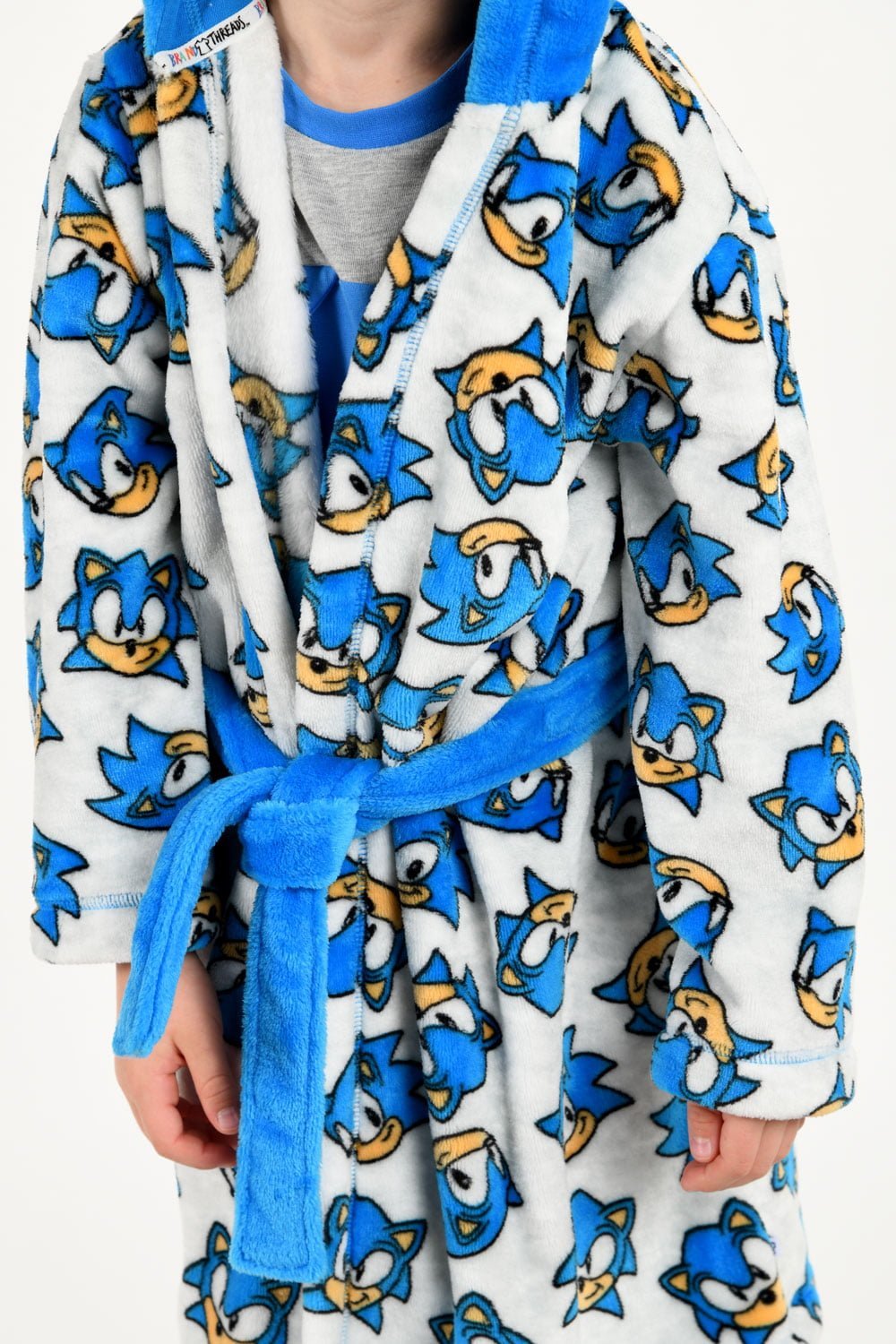 Sonic The Hedgehog Boys Hooded Fleece Dressing Gown - Brand Threads