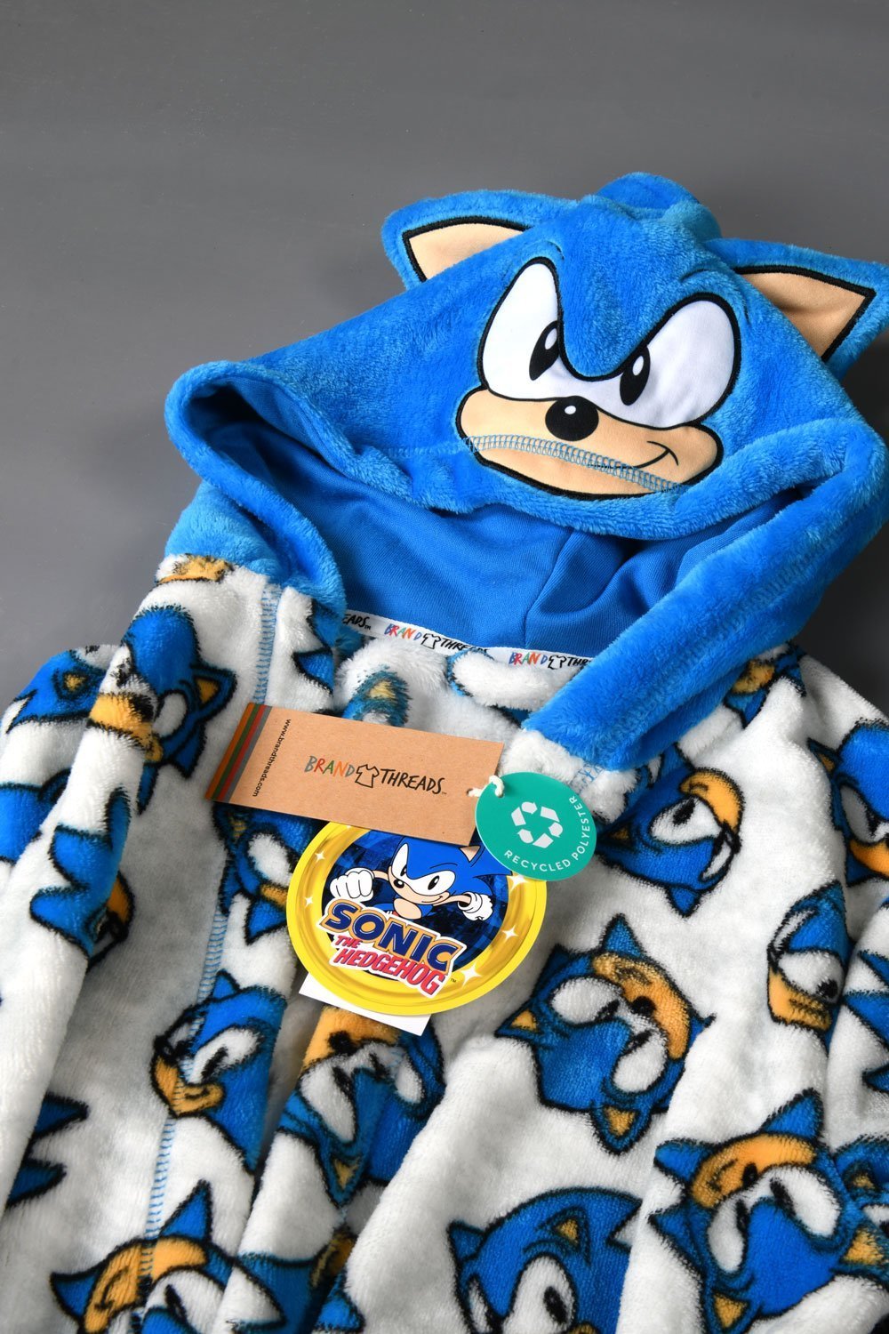 Sonic The Hedgehog Boys Hooded Fleece Dressing Gown - Brand Threads