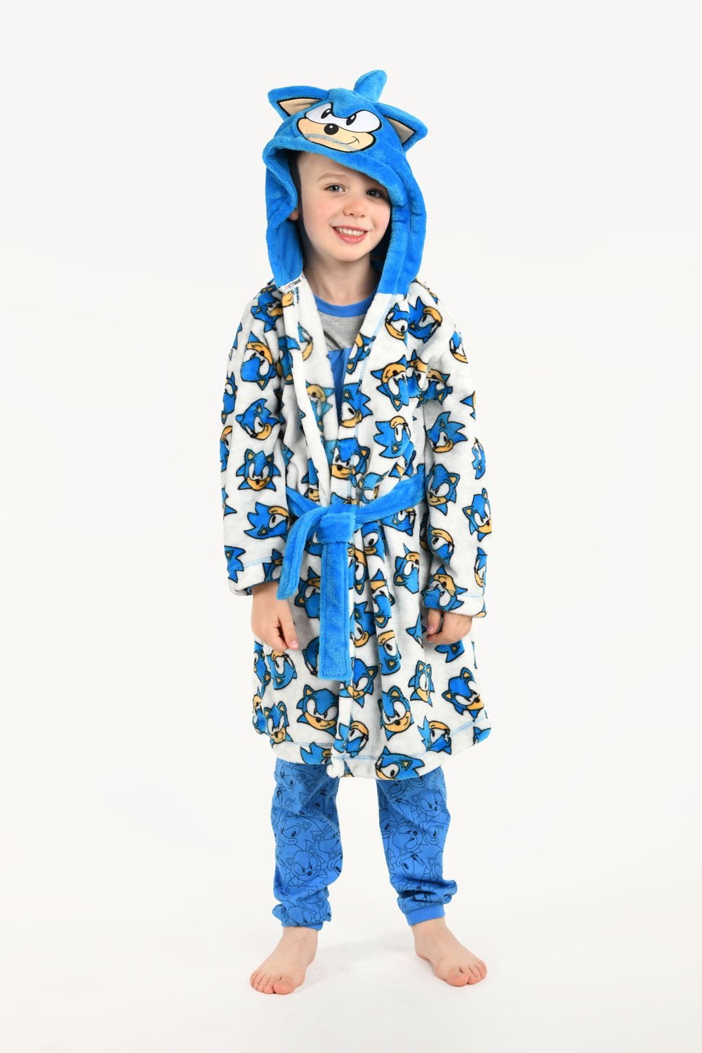 Sonic The Hedgehog Boys Hooded Fleece Dressing Gown - Brand Threads