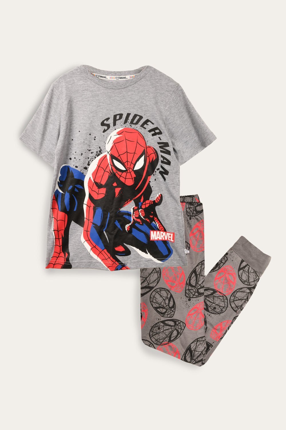 Spiderman Boys Cotton Pyjamas Set - Soft & Breathable - Brand Threads