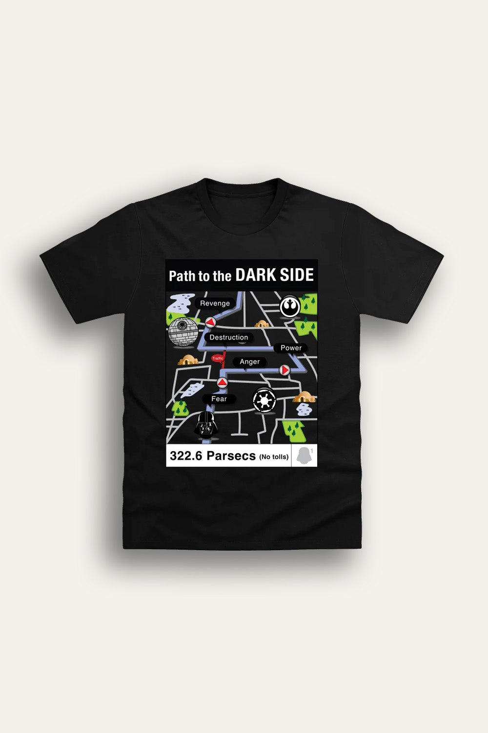 Star Wars Men's Black T-Shirt Path to The Dark Side Map - Brand Threads