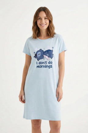 Stitch Women's Blue Nightdress Short Sleeve - Brand Threads