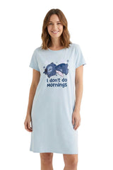 Stitch Women's Blue Nightdress Short Sleeve - Brand Threads