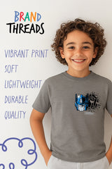 Transformers Boys T-Shirt – Graphite Heather Optimus Prime Print Tee - Brand Threads