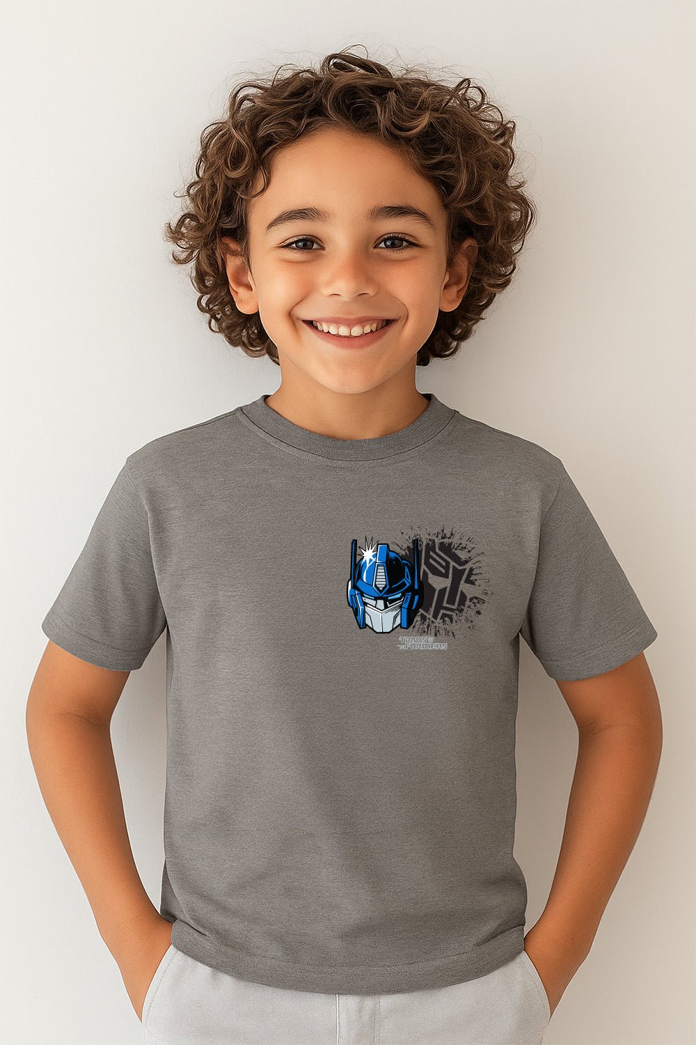 Transformers Boys T-Shirt – Graphite Heather Optimus Prime Print Tee - Brand Threads
