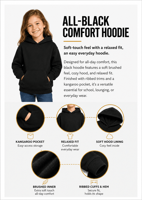 Unisex Kids Drop Shoulder Hoodie - Brand Threads