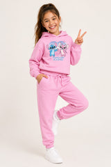 Disney Lilo & Stitch Girls Pink Hoodie and Jogger Set
