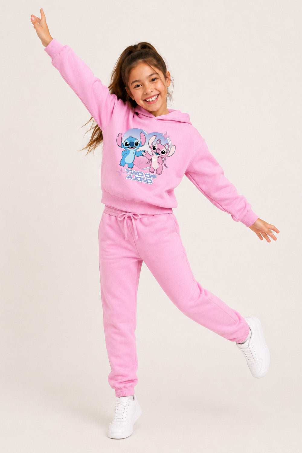 Disney Lilo & Stitch Girls Pink Hoodie and Jogger Set