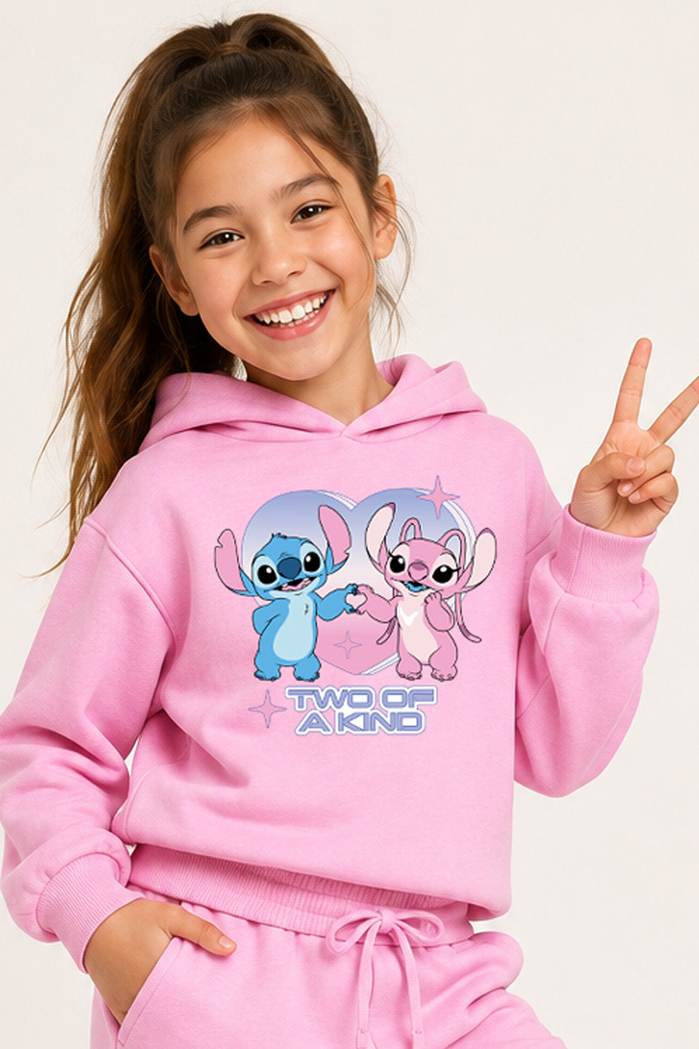 Disney Lilo & Stitch Girls Pink Hoodie and Jogger Set