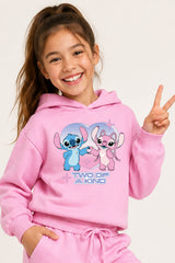 Disney Lilo & Stitch Girls Pink Hoodie and Jogger Set