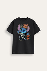 Disney Stitch Girls Black Halloween T-Shirt