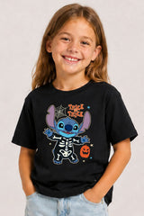 Disney Stitch Girls Black Halloween T-Shirt