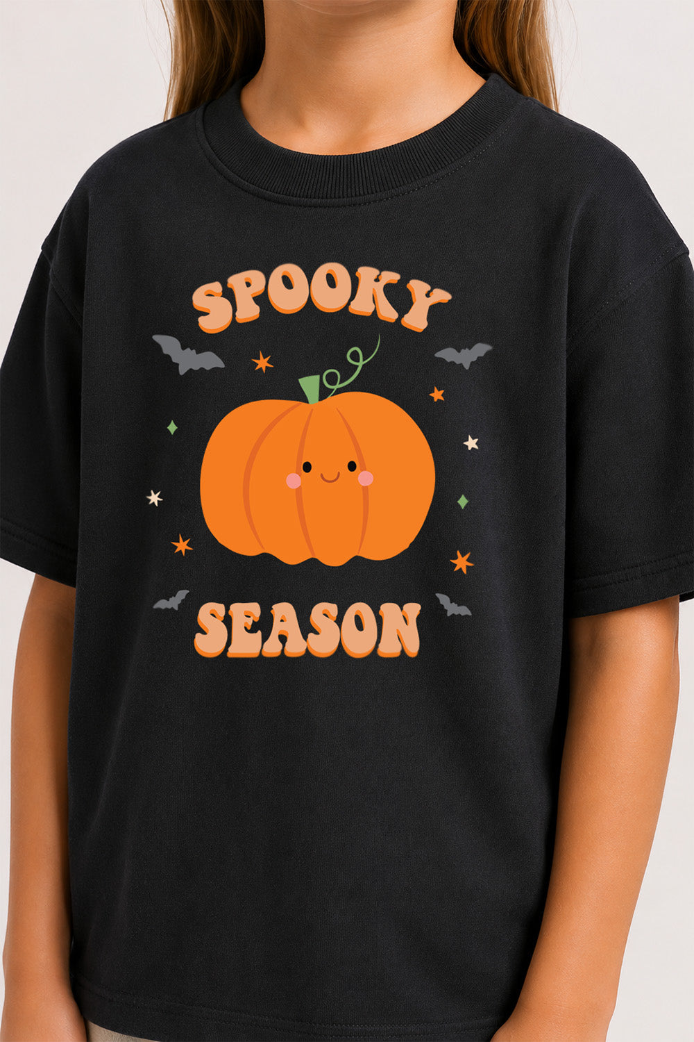 Halloween Pumpkin Kids Black T-Shirt
