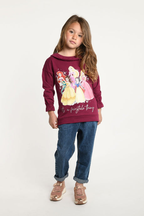 Disney Princess Girls Frilled BCI Cotton Long Sleeve Top - Brand Threads