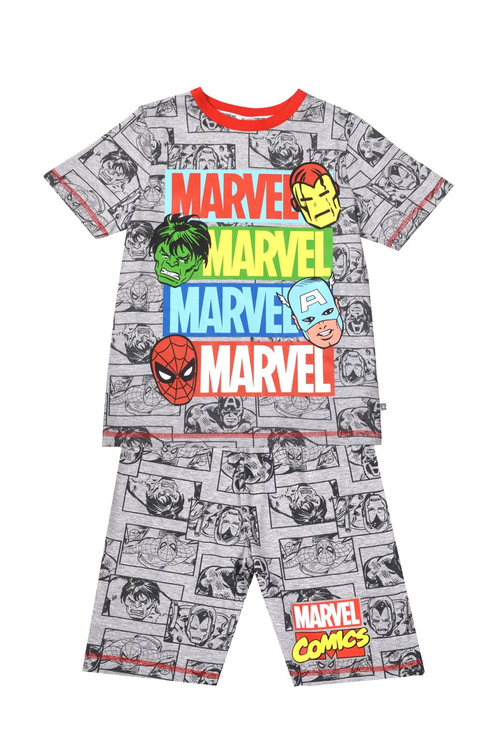 Marvel Grey Short & T-Shirt All Over Print Pyjamas - Brand Threads