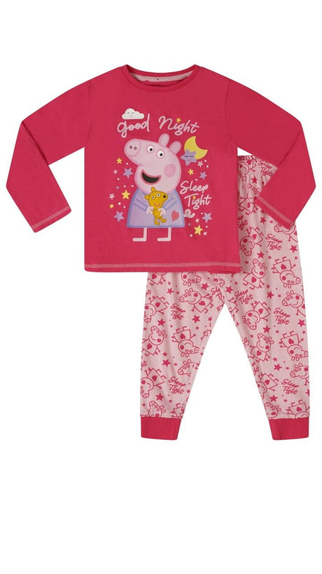 Peppa Pig Girls Pink Long Sleeve Top & Bottoms Pyjamas - Brand Threads