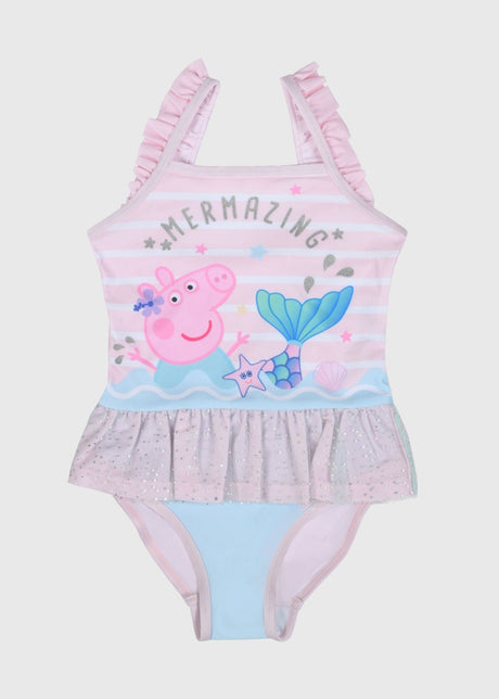 Peppa Pig Mermaid Girls One-Piece Swimsuit - Ruffle Swimwear - Brand Threads