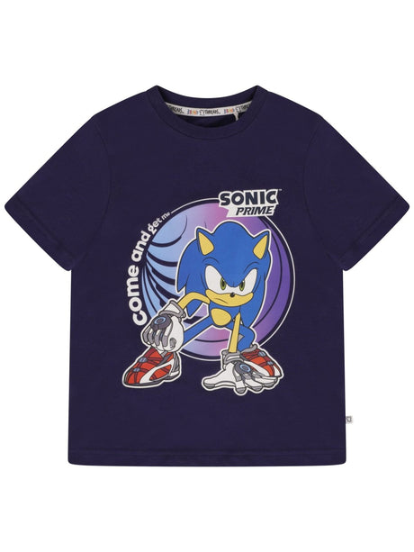 Sonic Prime Boys Navy T-Shirt With Sonic Prime Print Daywear - Brand Threads