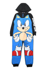 Sonic The Hedgehog Boys Hooded Recycled Polyester Onesie - Brand Threads
